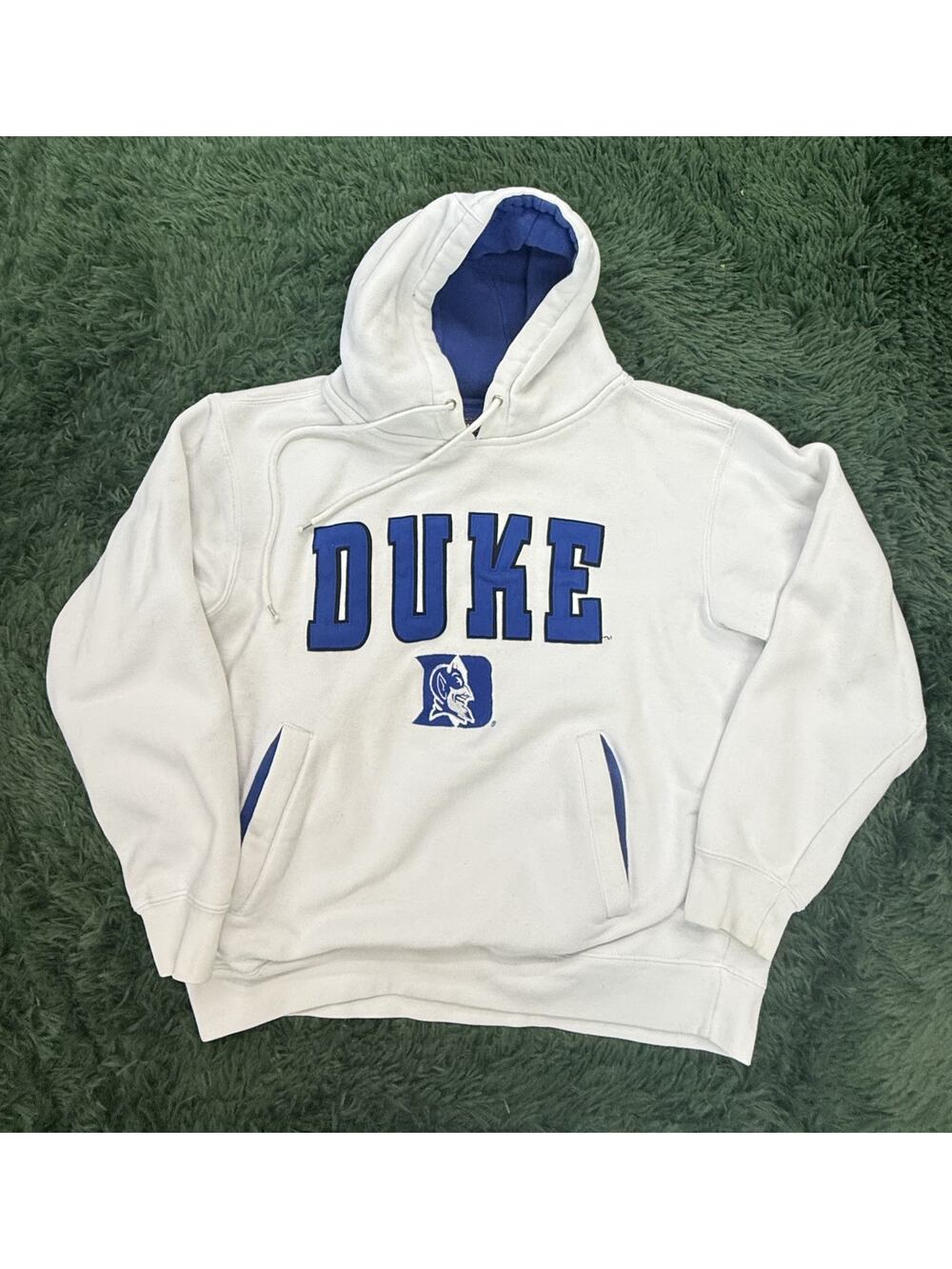 Champs Sports Duke Blue Devils Pullover Hoodie White Blue Sweatshirt S Vintage